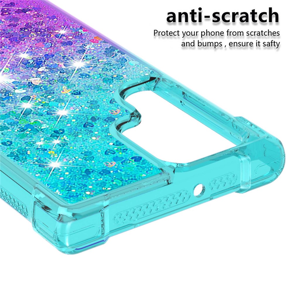 Gradient Quicksand Series Liquid Flowing Sparkle Scratch-resistant Soft TPU Phone Cover for Samsung Galaxy S22 Ultra - Sky Blue/Purple-3