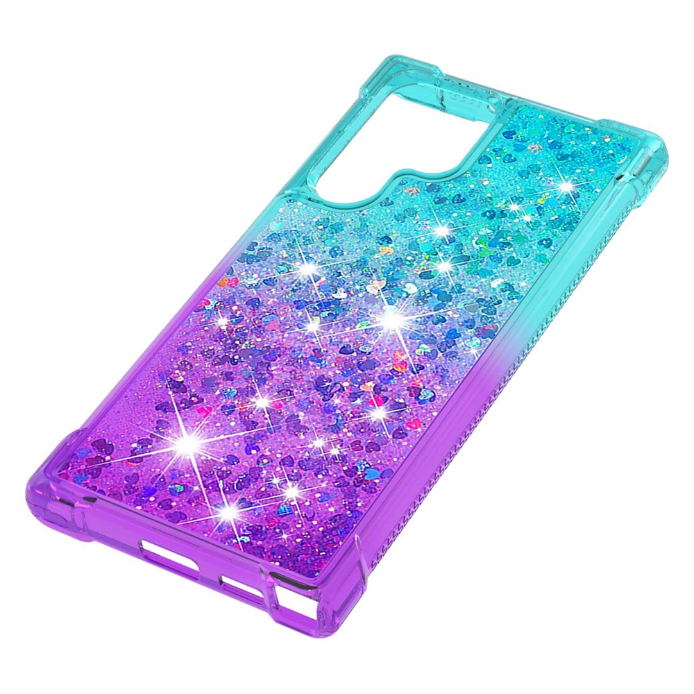 Gradient Quicksand Series Liquid Flowing Sparkle Scratch-resistant Soft TPU Phone Cover for Samsung Galaxy S22 Ultra - Sky Blue/Purple-5