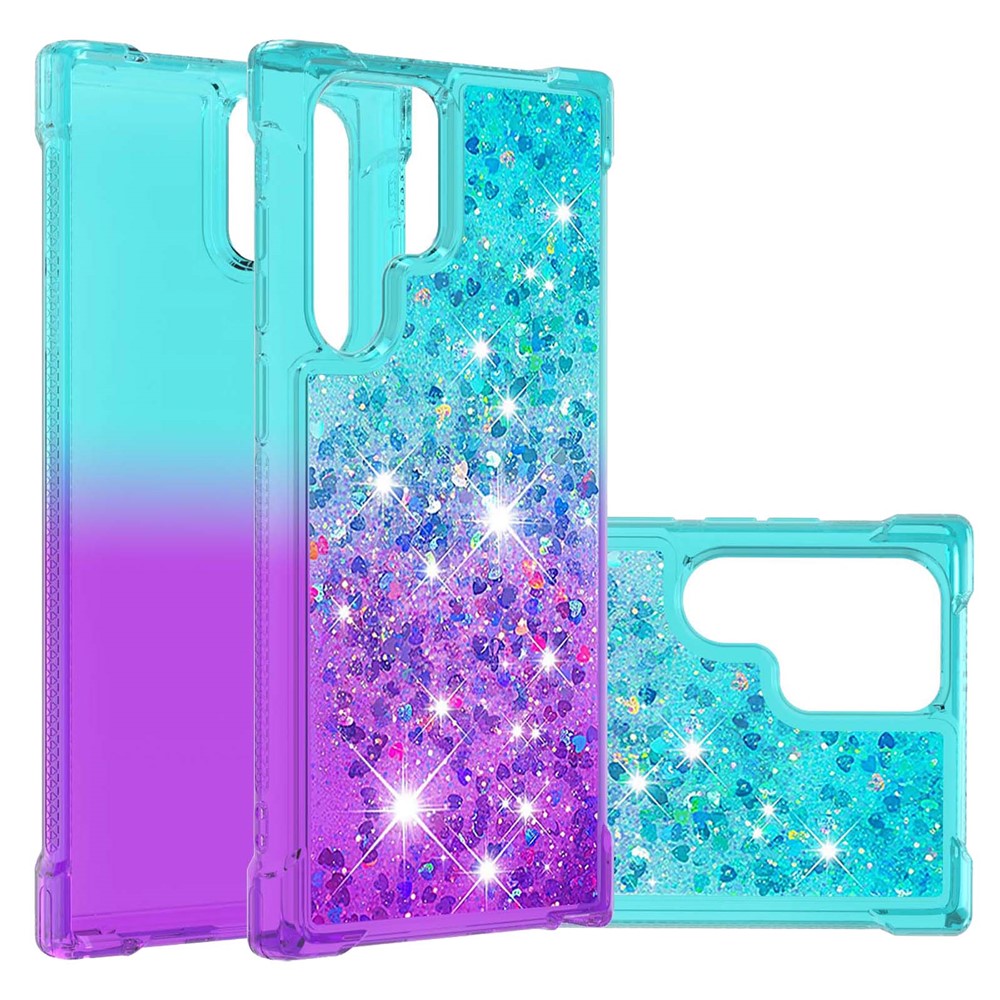 Gradient Quicksand Series Liquid Flowing Sparkle Scratch-resistant Soft TPU Phone Cover for Samsung Galaxy S22 Ultra - Sky Blue/Purple-6