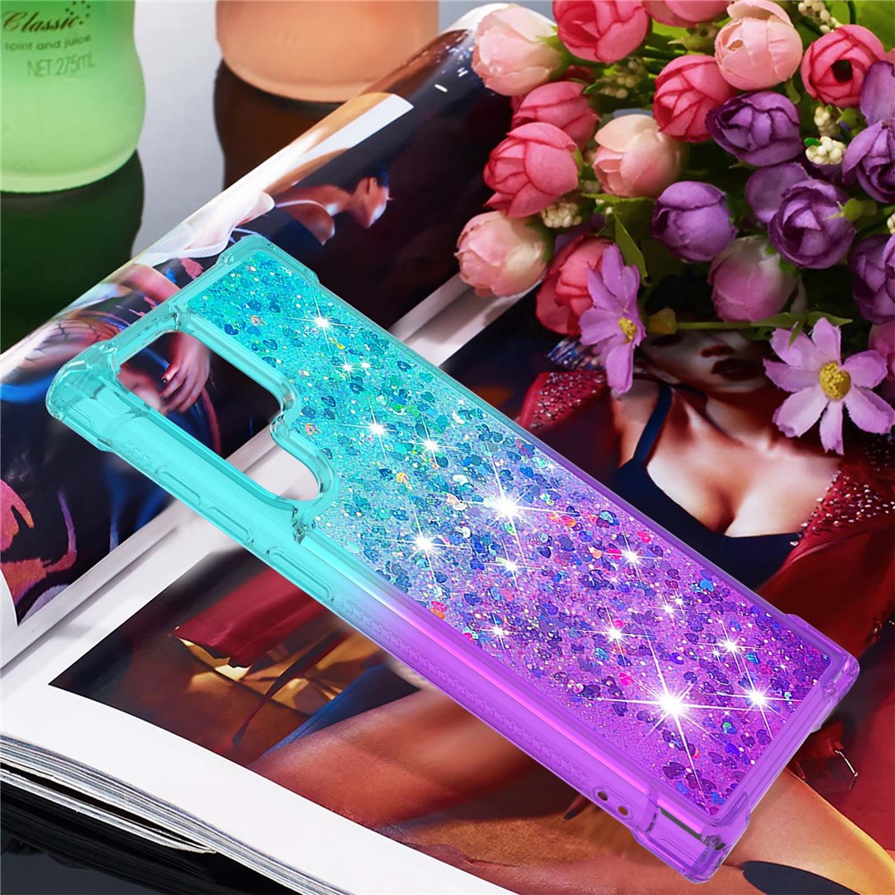 Gradient Quicksand Series Liquid Flowing Sparkle Scratch-resistant Soft TPU Phone Cover for Samsung Galaxy S22 Ultra - Sky Blue/Purple-7