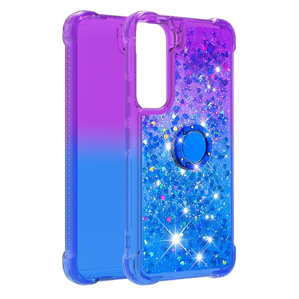 Wholesale Ring Kickstand Quicksand Flowing Liquid Glitter Soft TPU Gradient Phone Case for