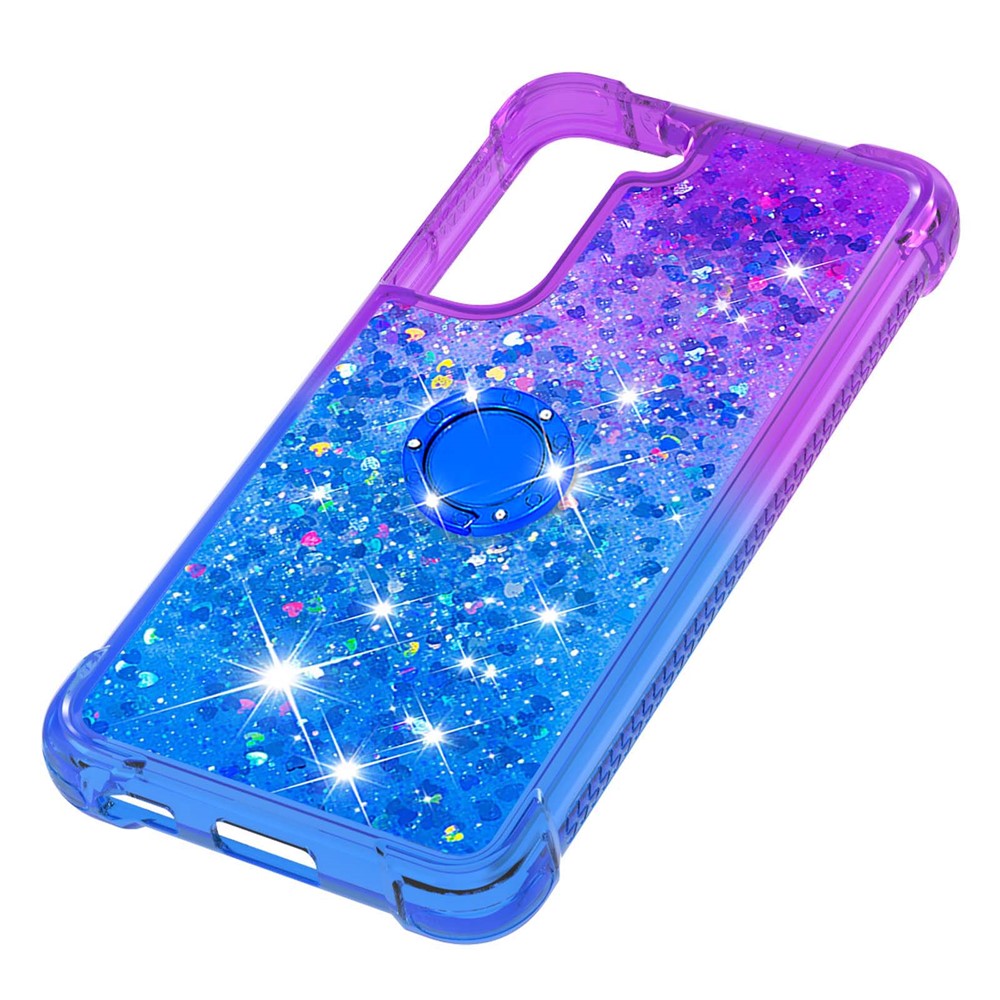 Wholesale Ring Kickstand Quicksand Flowing Liquid Glitter Soft TPU Gradient Phone Case for