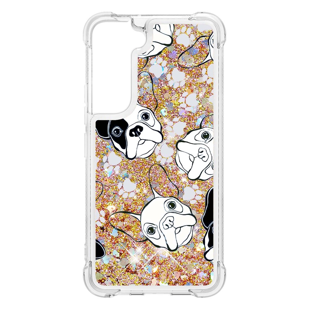 Liquid Quicksand Flowing TPU Pattern Printing Anti-Scratch Phone Case for Samsung Galaxy S22 Plus - Back/White Puppy-1