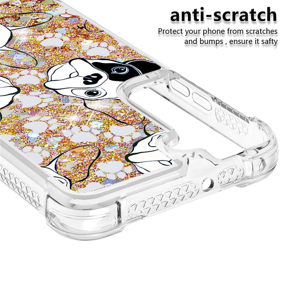 Liquid Quicksand Flowing TPU Pattern Printing Anti-Scratch Phone Case for Samsung Galaxy S22 Plus - Back/White Puppy-2