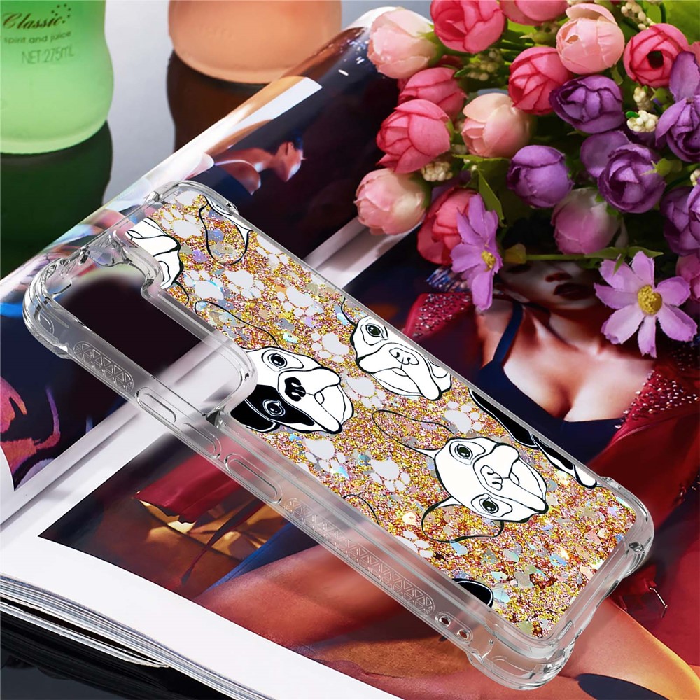 Liquid Quicksand Flowing TPU Pattern Printing Anti-Scratch Phone Case for Samsung Galaxy S22 Plus - Back/White Puppy-5