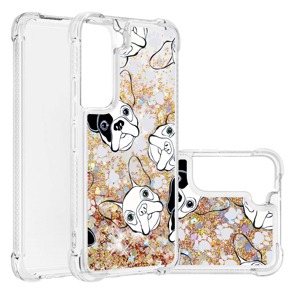 Liquid Quicksand Flowing TPU Pattern Printing Anti-Scratch Phone Case for Samsung Galaxy S22 Plus - Back/White Puppy-6