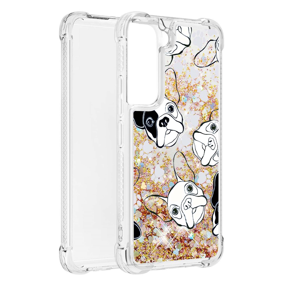 Liquid Quicksand Flowing TPU Pattern Printing Anti-Scratch Phone Case for Samsung Galaxy S22 Plus - Back/White Puppy-7