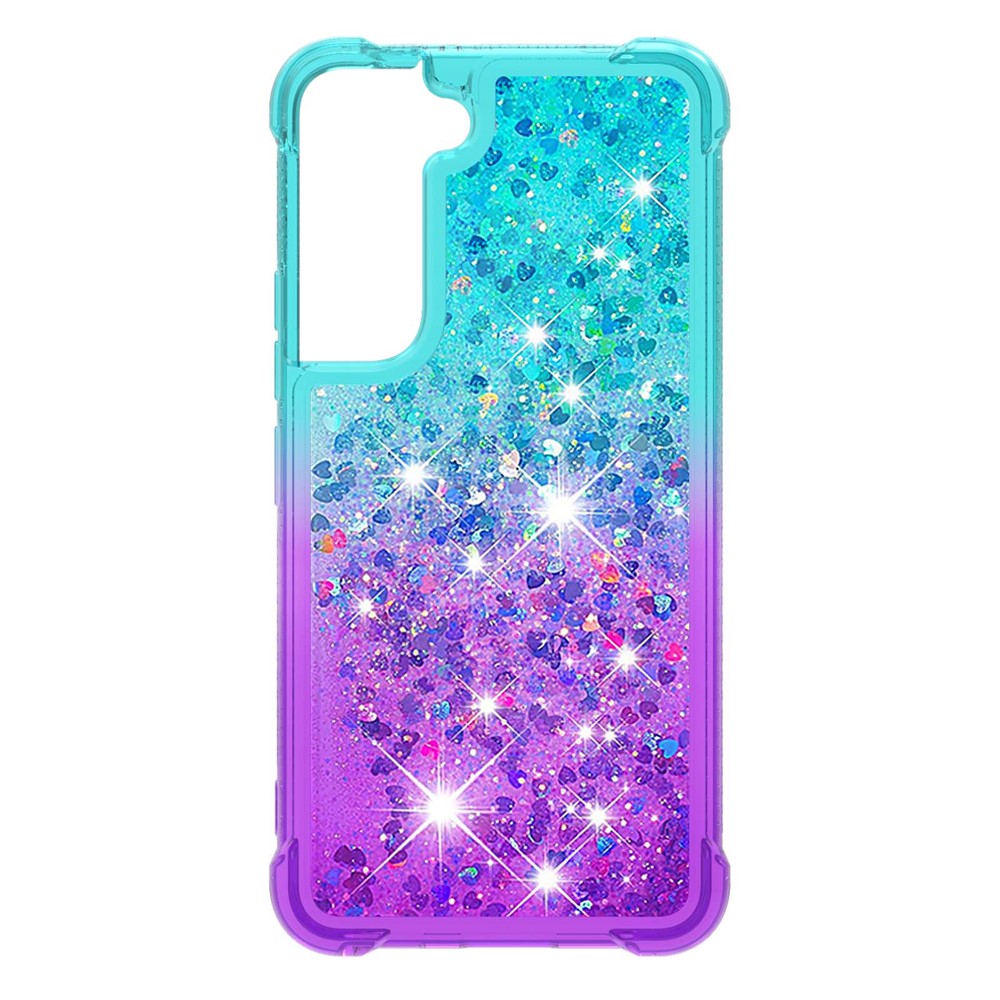 Gradient Quicksand Series Soft TPU Liquid Floating Protective Phone Case for Samsung Galaxy S22 - Sky Blue/Purple-1