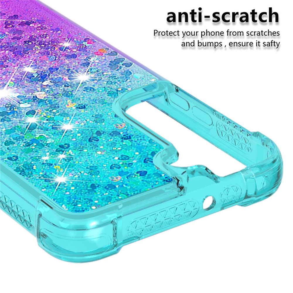 Gradient Quicksand Series Soft TPU Liquid Floating Protective Phone Case for Samsung Galaxy S22 - Sky Blue/Purple-2
