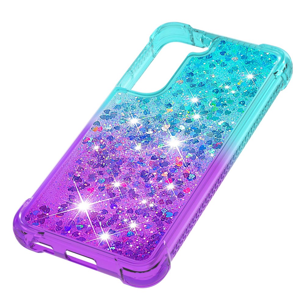 Gradient Quicksand Series Soft TPU Liquid Floating Protective Phone Case for Samsung Galaxy S22 - Sky Blue/Purple-5