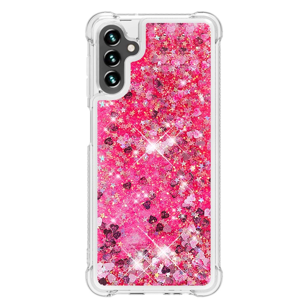 Quicksand Flowing Moving Glitter Flexible TPU Shockproof Cute Phone Case for Samsung Galaxy A13 5G - Pink Hearts-2