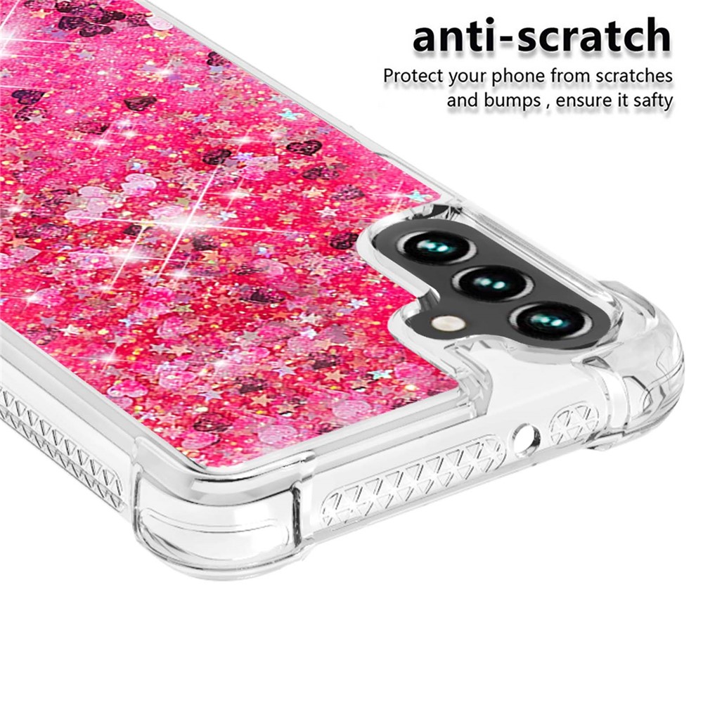 Quicksand Flowing Moving Glitter Flexible TPU Shockproof Cute Phone Case for Samsung Galaxy A13 5G - Pink Hearts-3