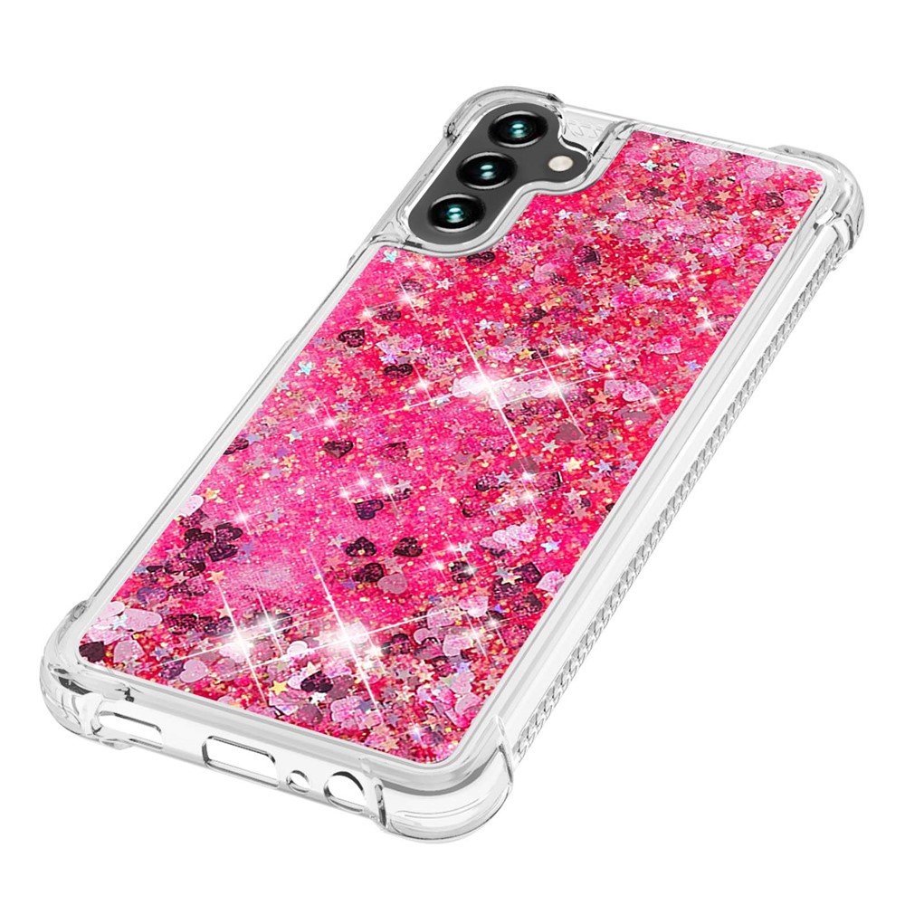 Quicksand Flowing Moving Glitter Flexible TPU Shockproof Cute Phone Case for Samsung Galaxy A13 5G - Pink Hearts-5