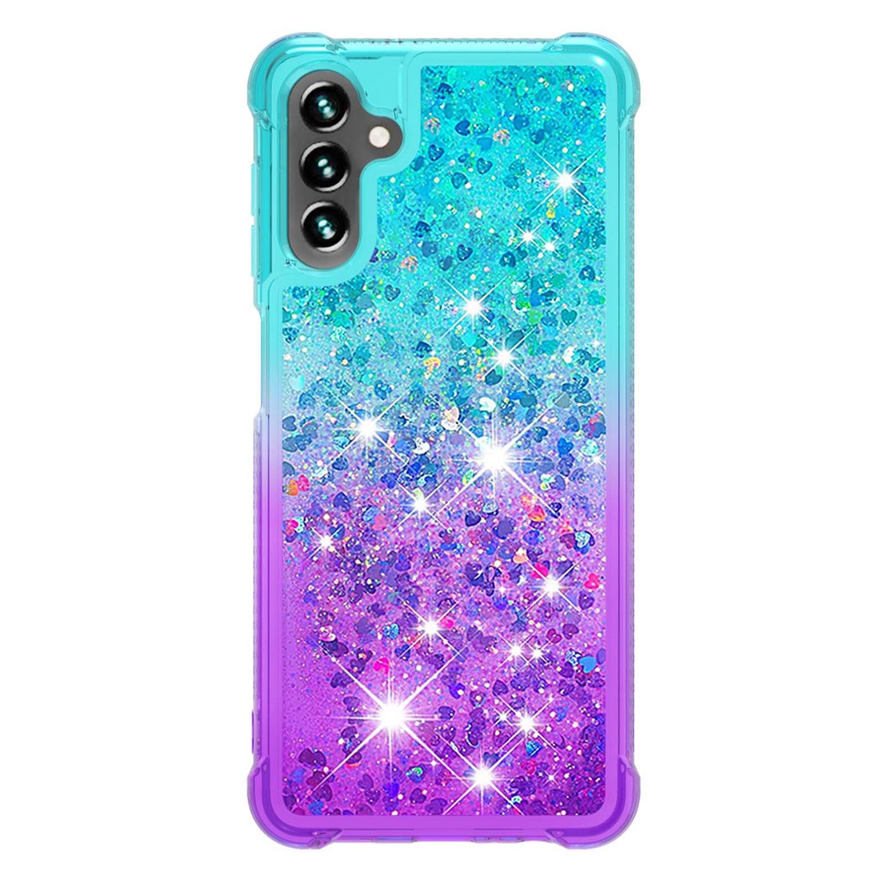 Glitter Quicksand Effect Gradient Color Soft TPU Clear Cute Phone Case for Samsung Galaxy A13 5G - Sky Blue/Purple-2