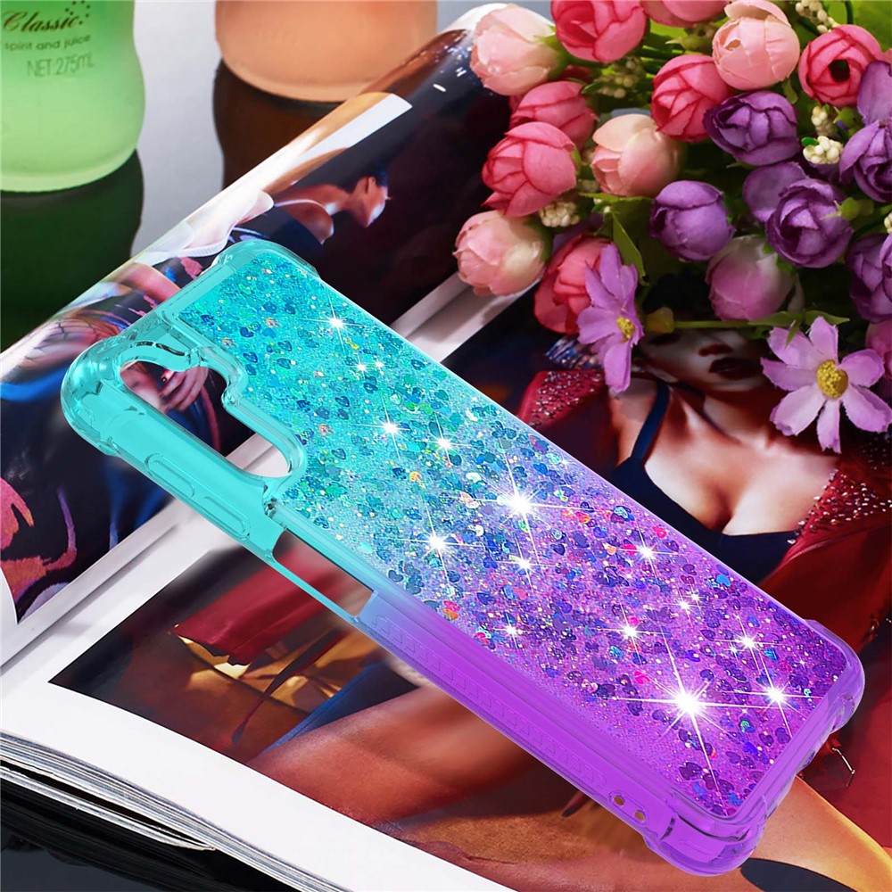 Glitter Quicksand Effect Gradient Color Soft TPU Clear Cute Phone Case for Samsung Galaxy A13 5G - Sky Blue/Purple-7