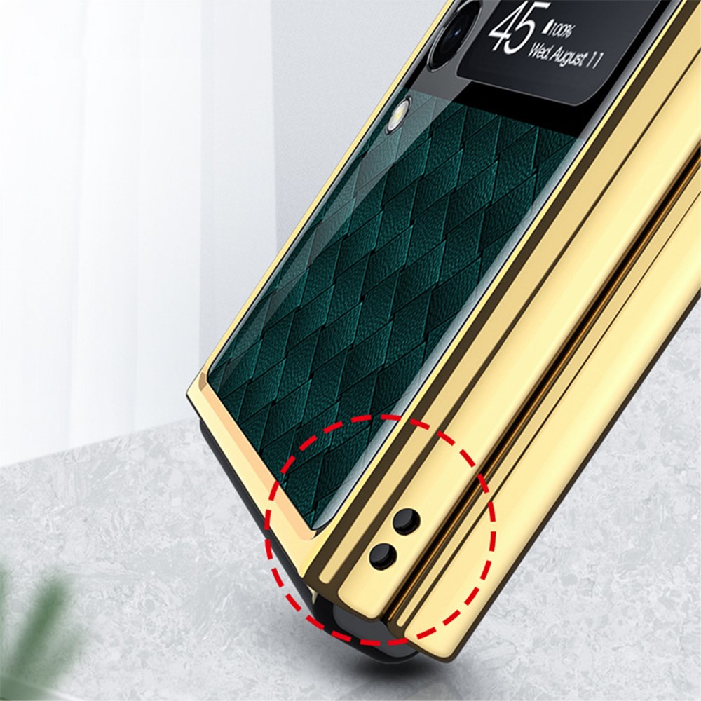All-in-One PC Phone Shell Tempered Glass Ultra Slim Flip Phone Case for Samsung Galaxy Z Flip3 5G - Silver/Carbon Fiber Texture-5