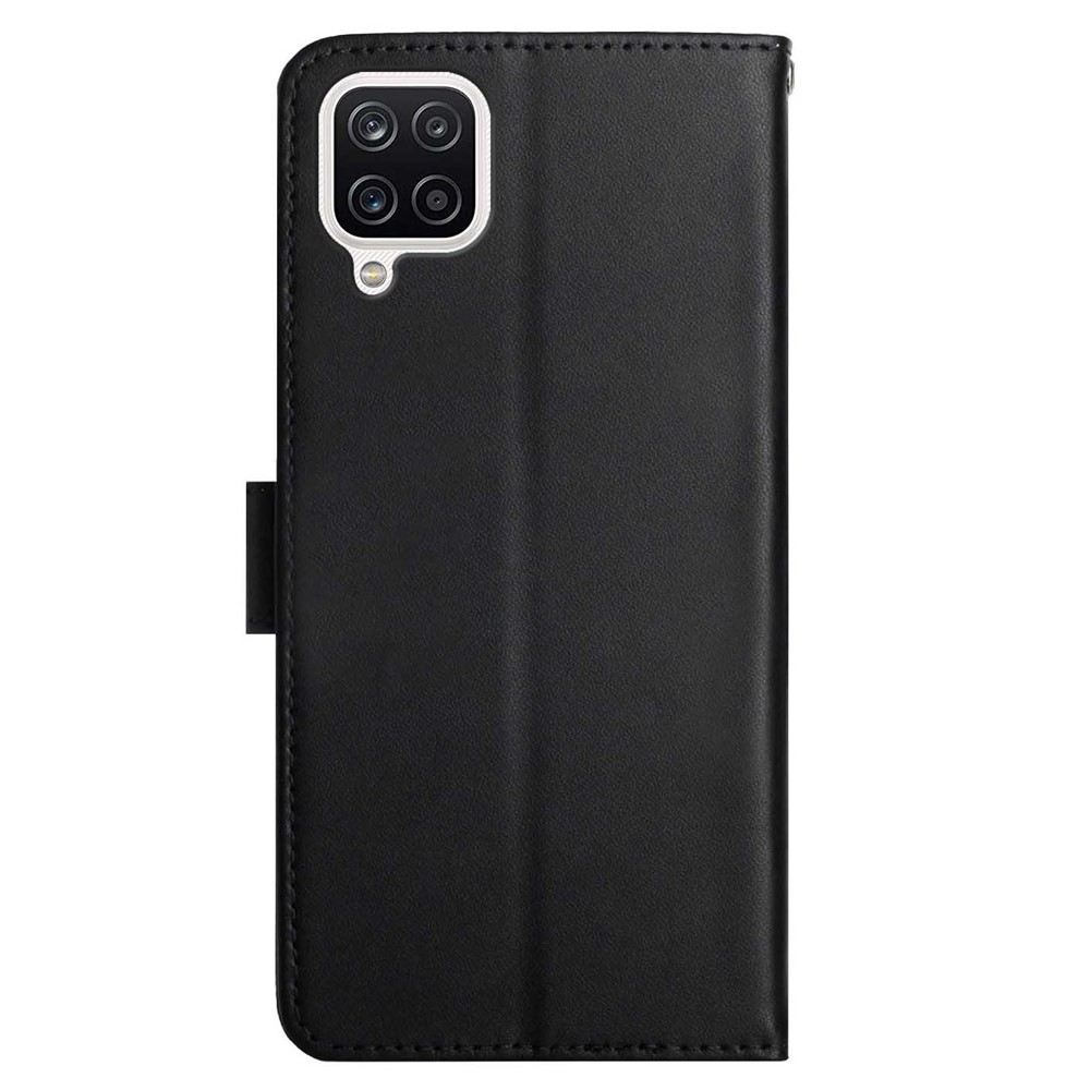Nappa Texture Anti-fingerprint Shockproof Genuine Leather Wallet Stand Protective Phone Case for Samsung Galaxy A12/M12 - Black-9