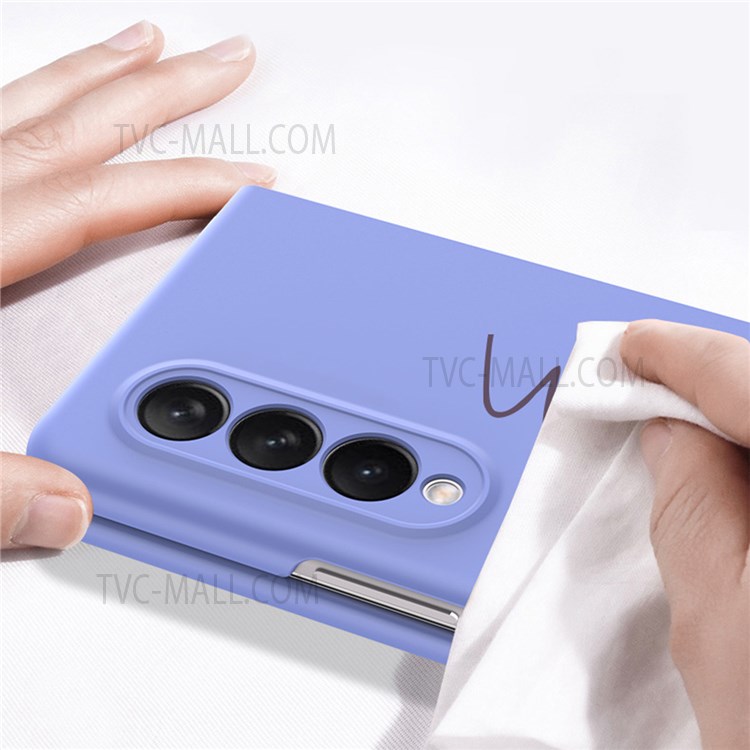Skin-Friendly Feel PC Boy Girl Pattern HD UV Printing All-Inclusive Shockproof Cover for Samsung Galaxy Z Fold3 5G / W22 - Boy/Purple-2