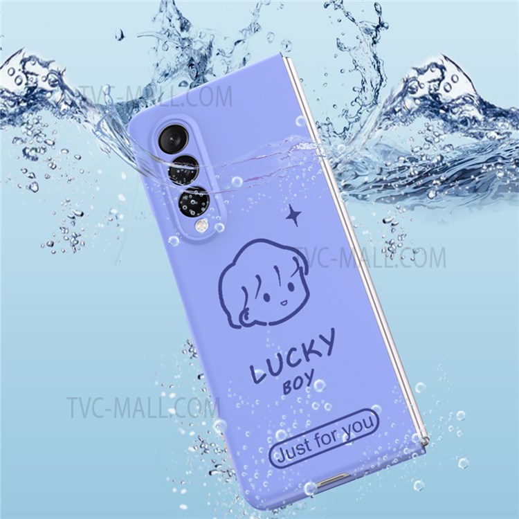 Skin-Friendly Feel PC Boy Girl Pattern HD UV Printing All-Inclusive Shockproof Cover for Samsung Galaxy Z Fold3 5G / W22 - Boy/Purple-4