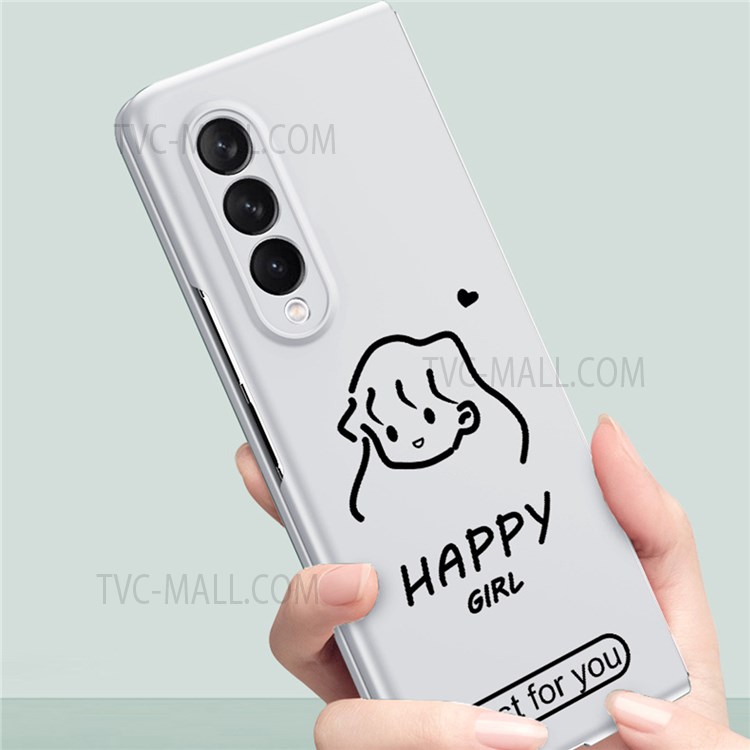 Skin-Friendly Feel PC Boy Girl Pattern HD UV Printing All-Inclusive Shockproof Cover for Samsung Galaxy Z Fold3 5G / W22 - Boy/Purple-6