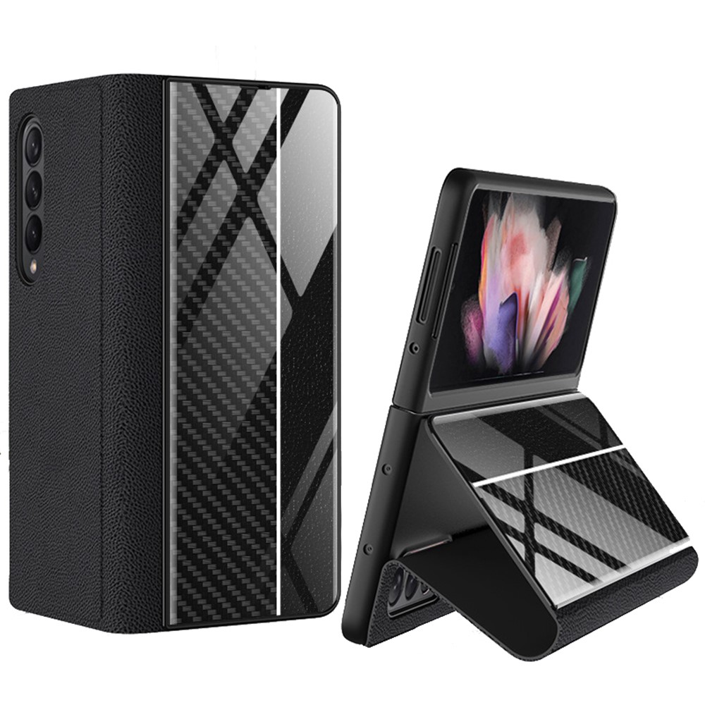PU Leather + Tempered Glass + PC Phone Case Pattern Printed Stylish Protective Cover for Samsung Galaxy Z Fold3 5G/W22 5G - 11-1