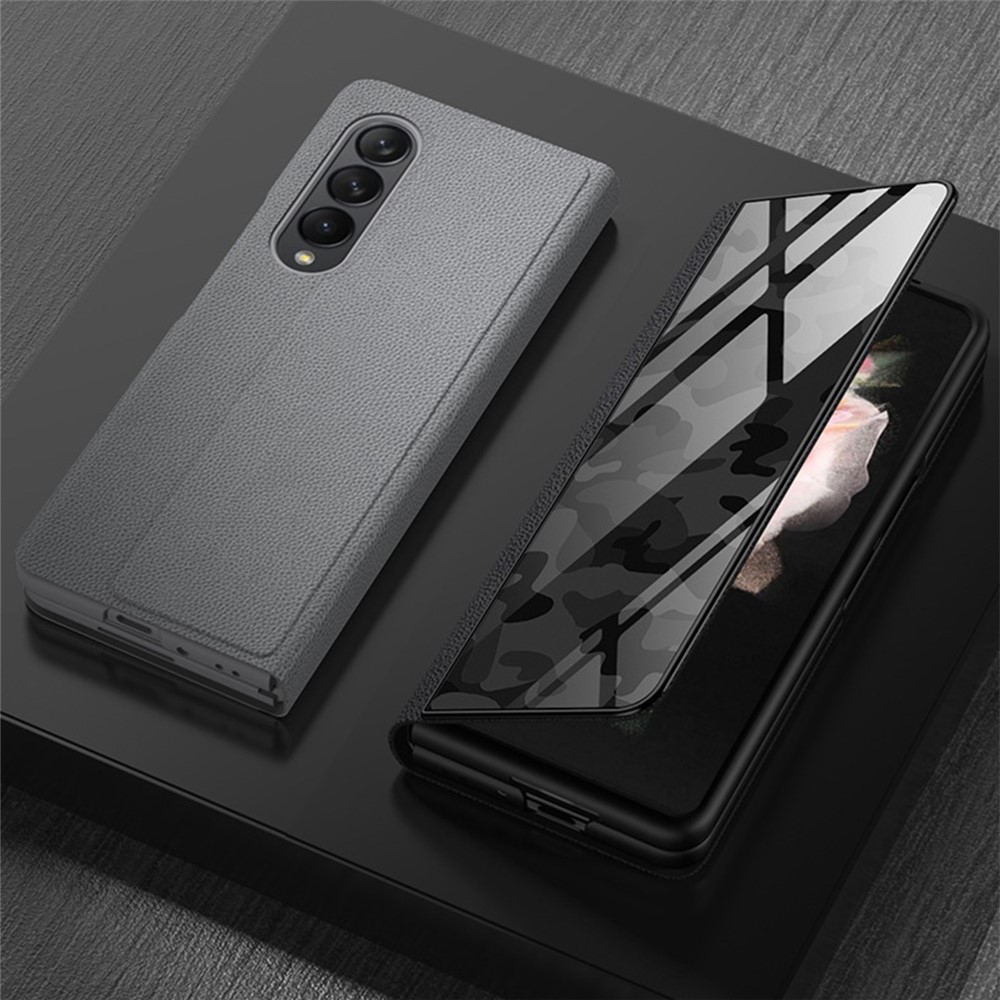 PU Leather + Tempered Glass + PC Phone Case Pattern Printed Stylish Protective Cover for Samsung Galaxy Z Fold3 5G/W22 5G - 11-2