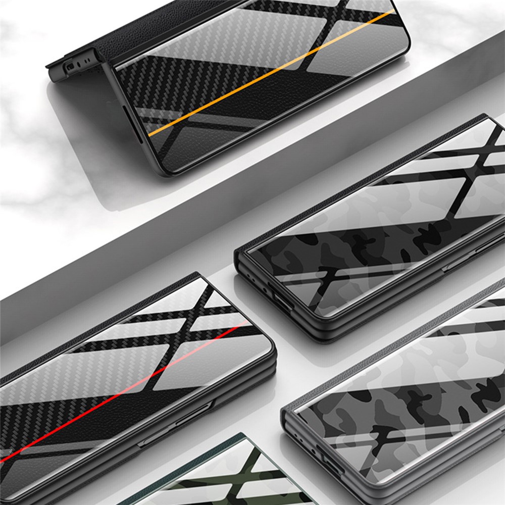 PU Leather + Tempered Glass + PC Phone Case Pattern Printed Stylish Protective Cover for Samsung Galaxy Z Fold3 5G/W22 5G - 11-5