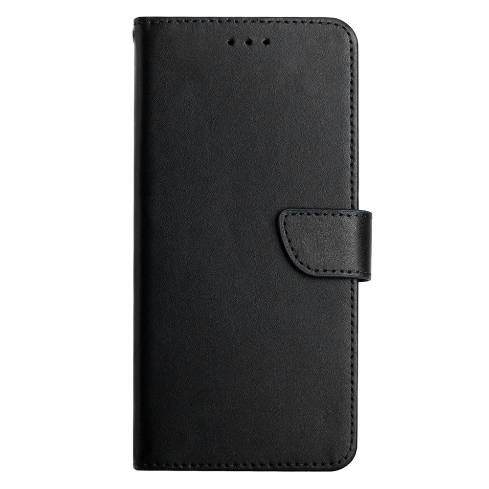 Nappa Texture Case Magnetic Clasp Collision Proof Wallet Genuine Leather Phone Case with Stand for Samsung Galaxy A21s - Black-8