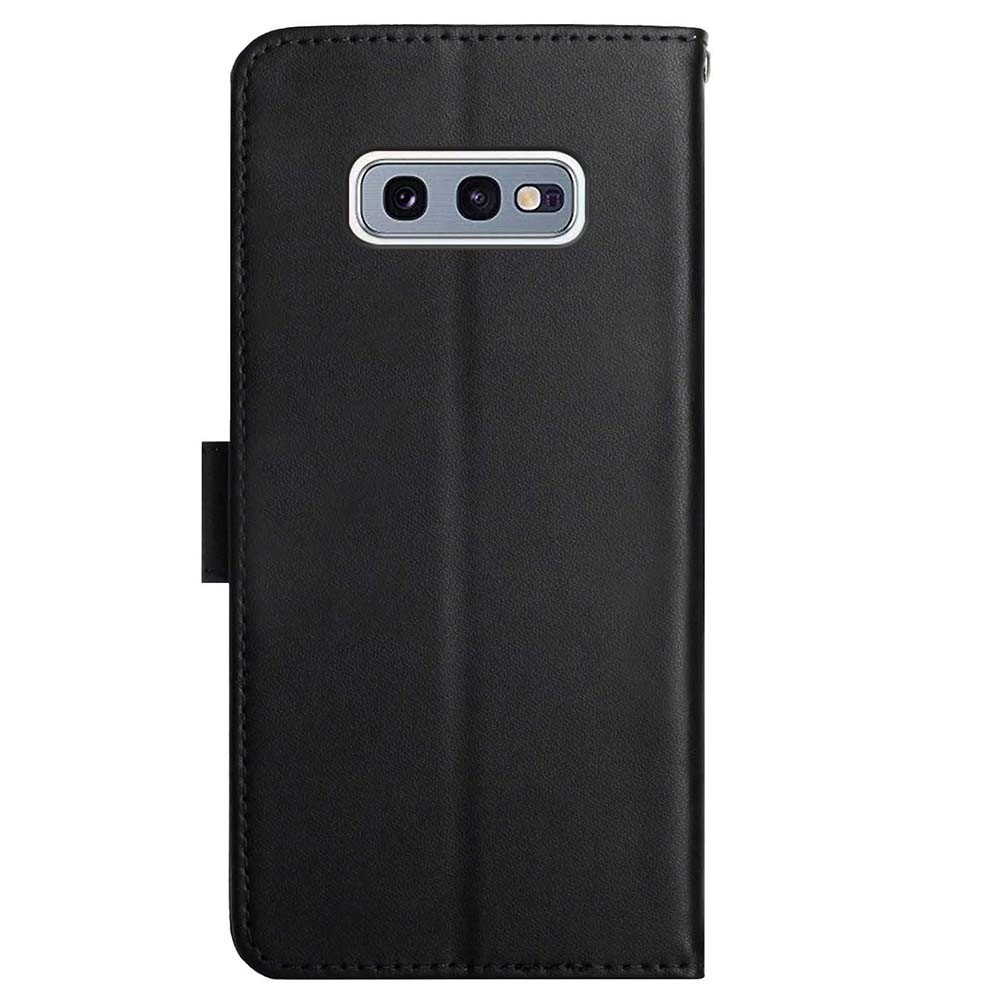 Splashproof Flip Cover Genuine Leather Nappa Texture Multifunction Wallet Stand Good Protective Phone Case for Samsung Galaxy S10e - Black-9