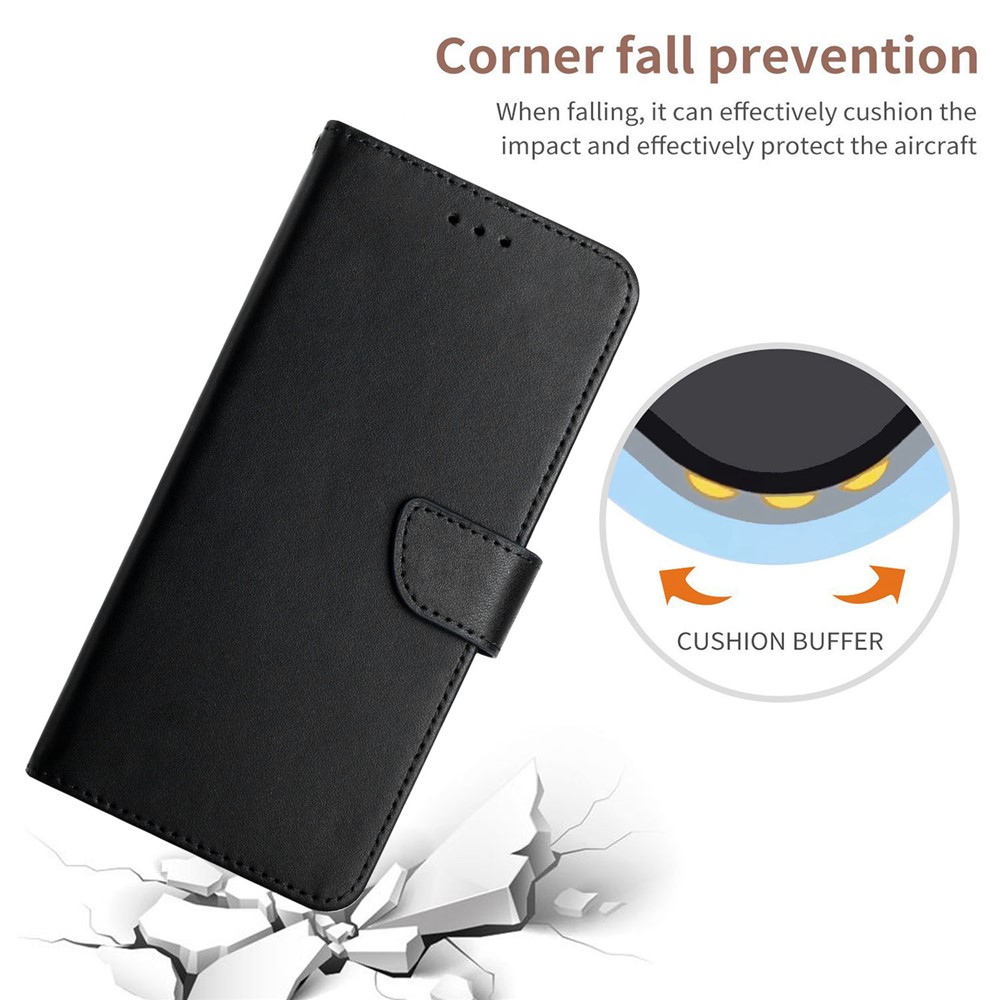 For Samsung Galaxy S10 4G Anti-fingerprint Splashproof Flip Cover Genuine Leather Nappa Texture Multifunction Phone Case Wallet with Supporting Stand - Black-4