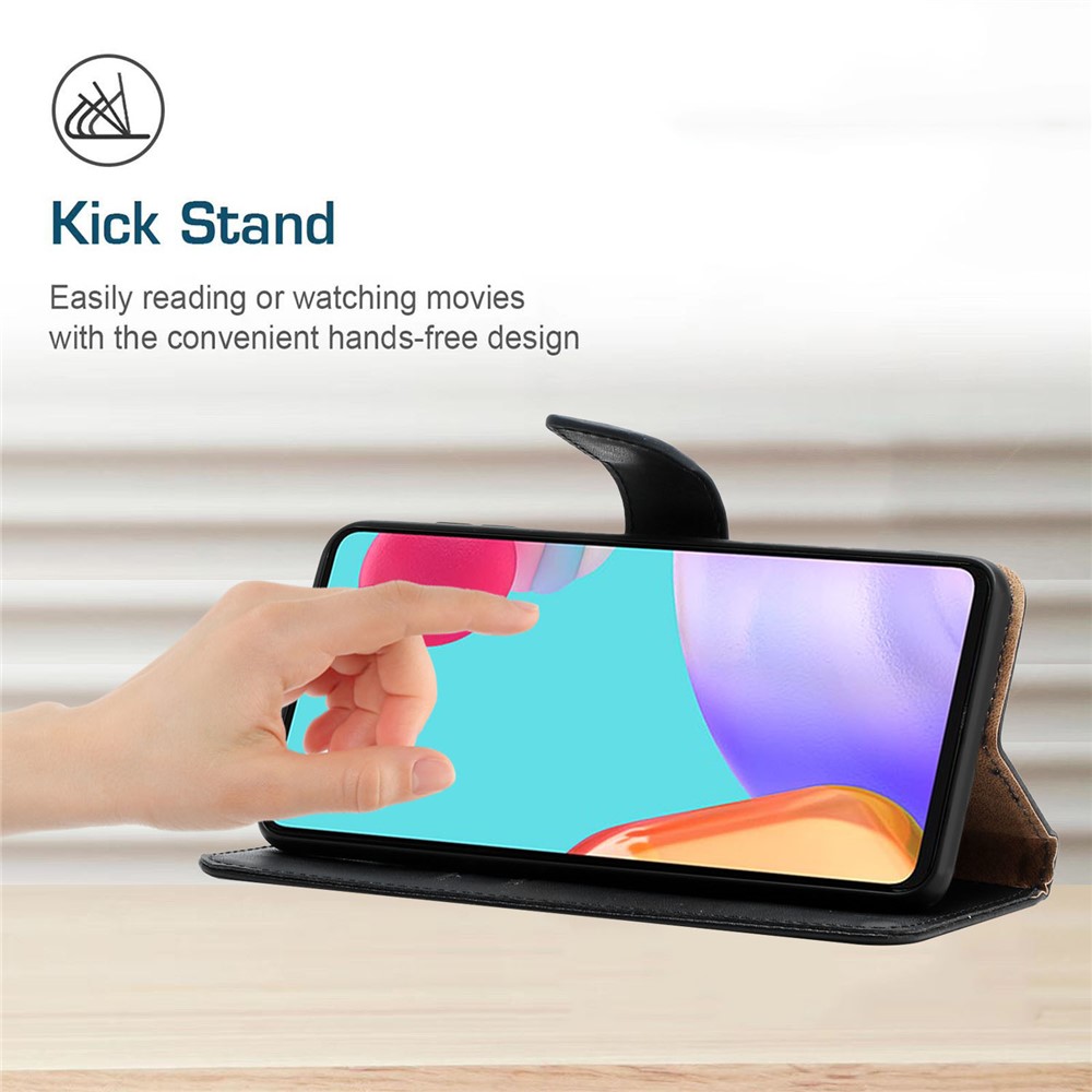 For Samsung Galaxy S10 4G Anti-fingerprint Splashproof Flip Cover Genuine Leather Nappa Texture Multifunction Phone Case Wallet with Supporting Stand - Black-5