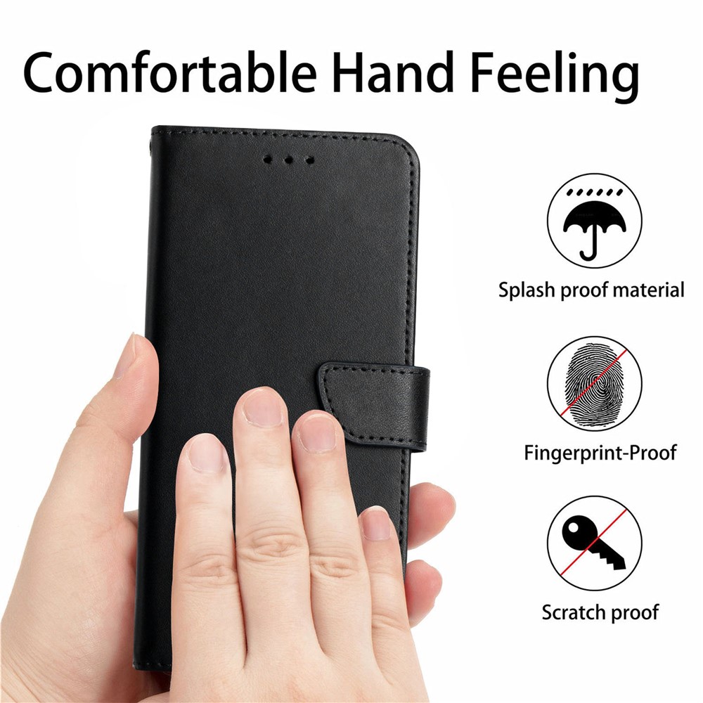 For Samsung Galaxy S10 4G Anti-fingerprint Splashproof Flip Cover Genuine Leather Nappa Texture Multifunction Phone Case Wallet with Supporting Stand - Black-6