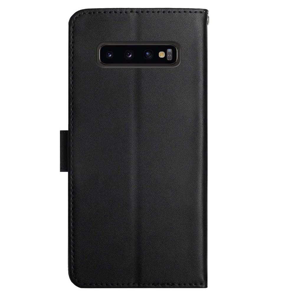 For Samsung Galaxy S10 4G Anti-fingerprint Splashproof Flip Cover Genuine Leather Nappa Texture Multifunction Phone Case Wallet with Supporting Stand - Black-9