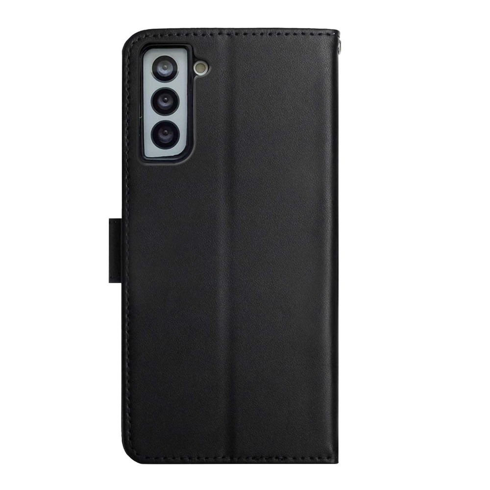 Nappa Texture Flip Cover Genuine Leather Wallet Stand Good Protective Phone Case for Samsung Galaxy S21+ 5G - Black-9