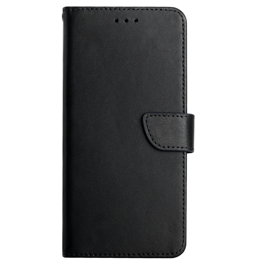Lightweight Nappa Texture Splashproof Flip Cover Genuine Leather Wallet Stand Good Protective Phone Case for Samsung Galaxy S21 FE 5G - Black-8