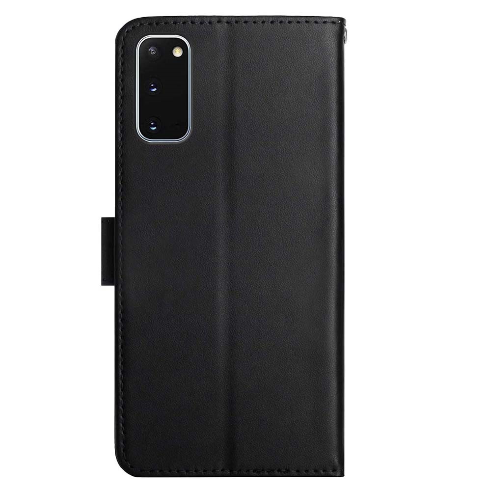 Magnetic Closure Nappa Texture Case Wallet Genuine Leather Phone Cover Shell with Stand for Samsung Galaxy S20 - Black-9