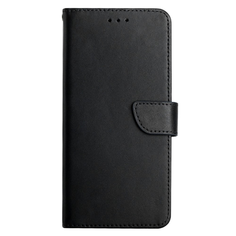 Solid Color Nappa Texture Case Wallet Genuine Leather Drop-proof Phone Shell Case with Stand for Samsung Galaxy S22 Plus - Black-8