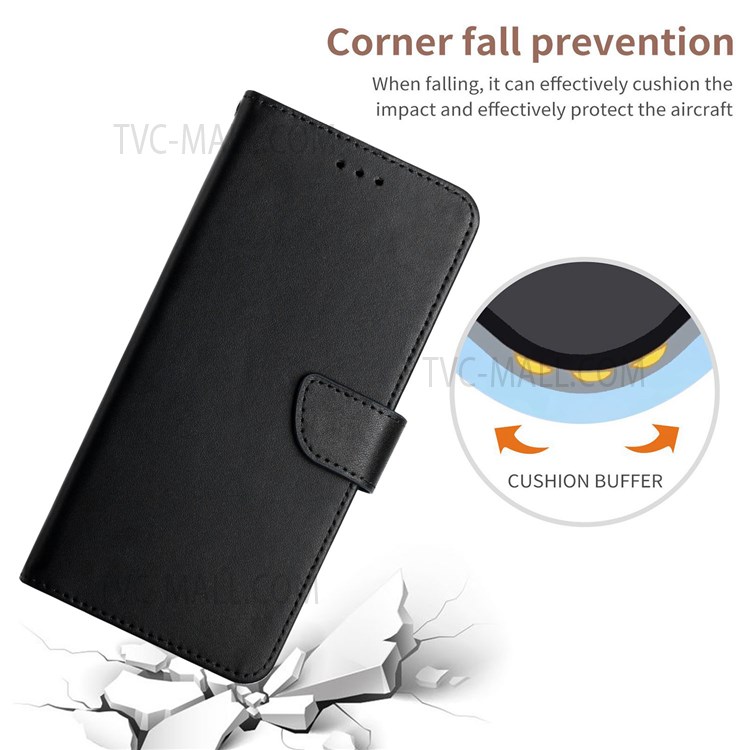 Nappa Texture Case Wallet Anti-drop Genuine Leather Protective Phone Cover Case with Stand for Samsung Galaxy S22 - Black-5