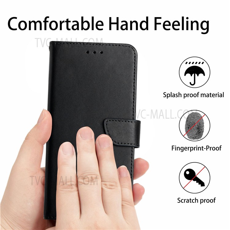 Nappa Texture Case Wallet Anti-drop Genuine Leather Protective Phone Cover Case with Stand for Samsung Galaxy S22 - Black-6