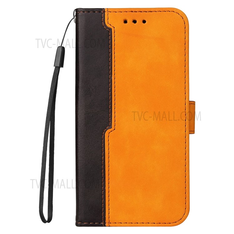 Business Style Splicing Dual-color Stand Wallet Design Well-protected Shockproof Phone Case for Samsung Galaxy M52 5G - Orange-2