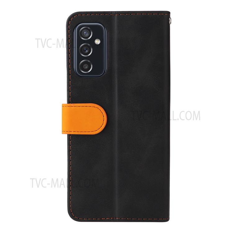 Business Style Splicing Dual-color Stand Wallet Design Well-protected Shockproof Phone Case for Samsung Galaxy M52 5G - Orange-3