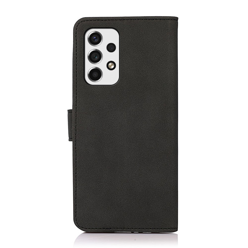 KHAZNEH Dual-sided Magnetic Clasp Textured PU Leather Phone Case Shell with Stand Wallet for Samsung Galaxy A53 5G - Black-3