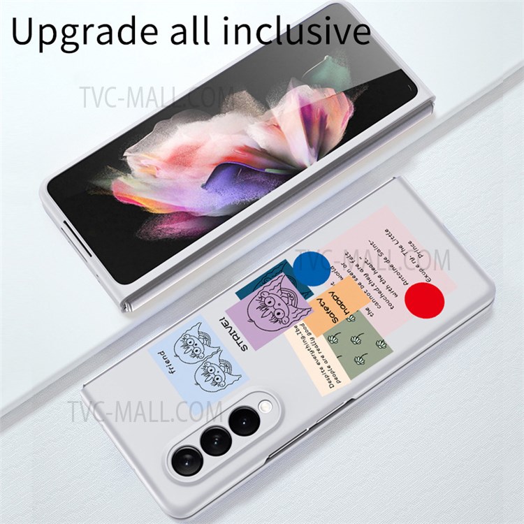 Anti-Scratch PC Pattern Printing Shockproof Full-Body Protection Phone Case for Samsung Galaxy Z Fold3 5G / W22 - Friendly 01-4