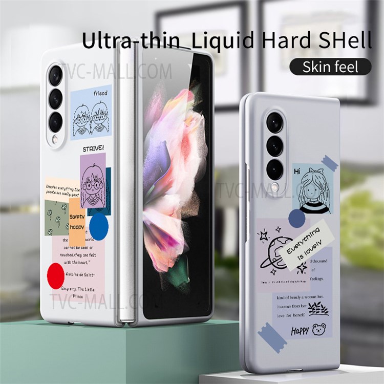Anti-Scratch PC Pattern Printing Shockproof Full-Body Protection Phone Case for Samsung Galaxy Z Fold3 5G / W22 - Friendly 01-5