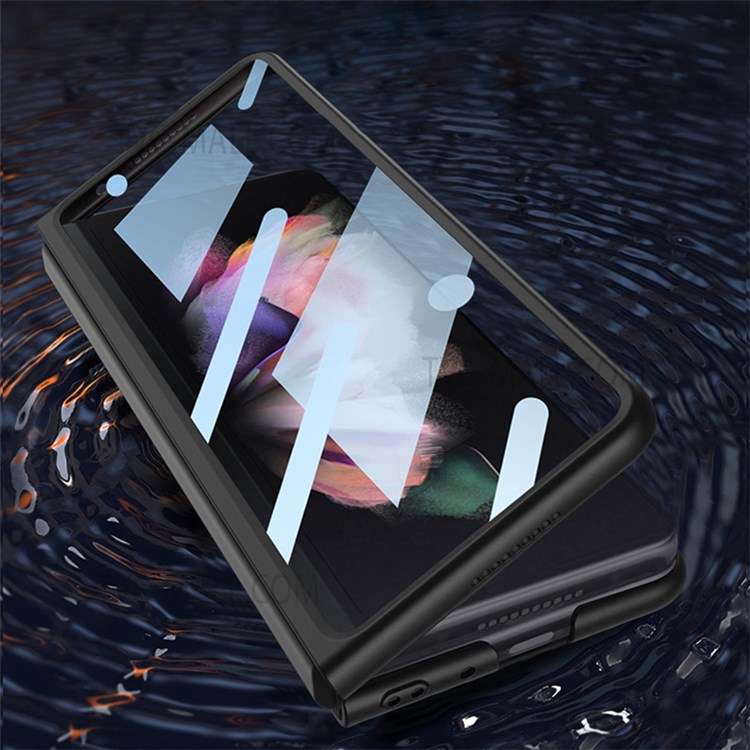 Tempered Glass + PC Phone Case Ultra Slim Stylish Non-slip Stand Protective Cover for Samsung Galaxy Z Fold3 5G/W22 5G - Green-2