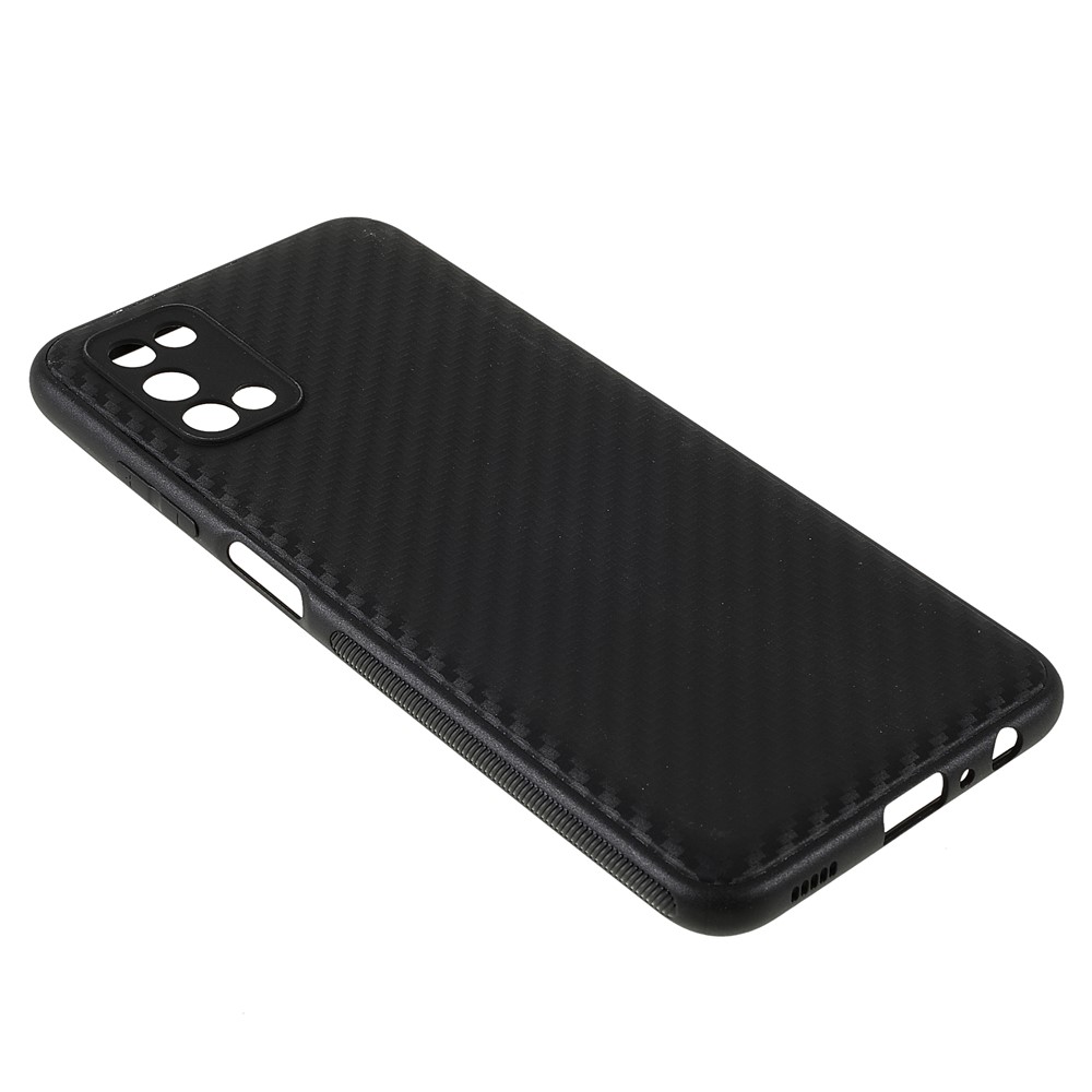 Carbon Fiber Texture Anti-Slip Shock Resistant Soft TPU Phone Case for Samsung Galaxy A03s (166.5 x 75.98 x 9.14mm) - Black-4