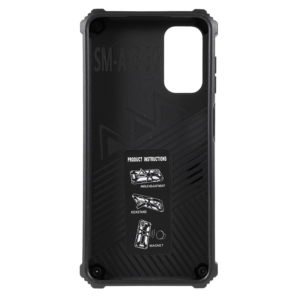 Military Grade Built-in Kickstand Drop-proof Well-protected Hybrid Hard PC Soft TPU Phone Case Shell for Samsung Galaxy A13 5G - Black-3