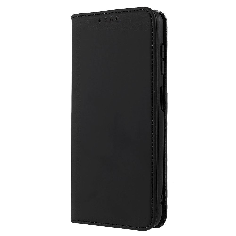 Auto-absorbed Magnetic Closing Skin-touch Anti-fingerprint PU Leather Wallet Cover Case with Kickstand for Samsung Galaxy A13 5G - Black-2