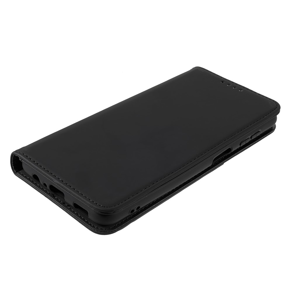 Auto-absorbed Magnetic Closing Skin-touch Anti-fingerprint PU Leather Wallet Cover Case with Kickstand for Samsung Galaxy A13 5G - Black-4