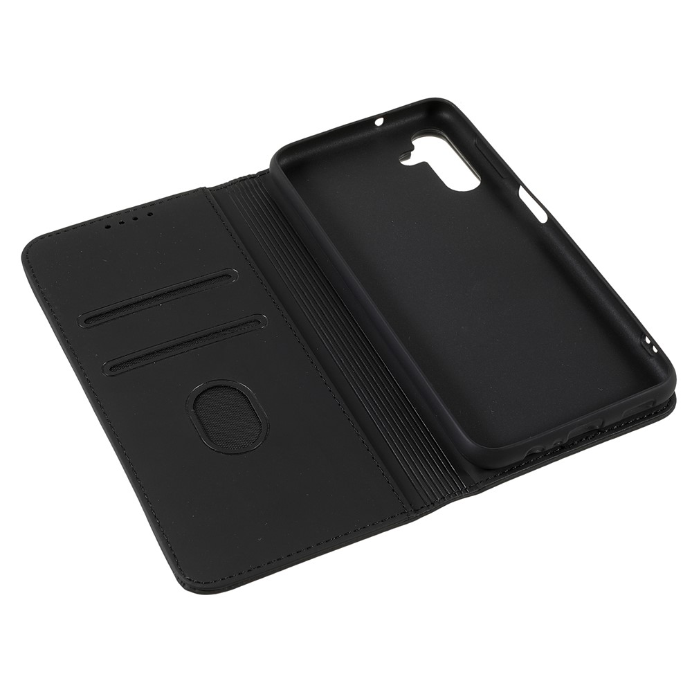 Auto-absorbed Magnetic Closing Skin-touch Anti-fingerprint PU Leather Wallet Cover Case with Kickstand for Samsung Galaxy A13 5G - Black-7